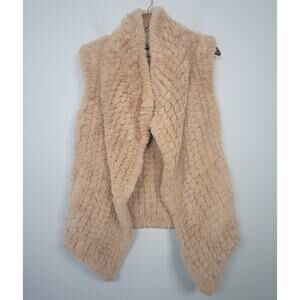 Love Token Womens S Faux Fur Vest Plush Brown Sleeveless Jacket